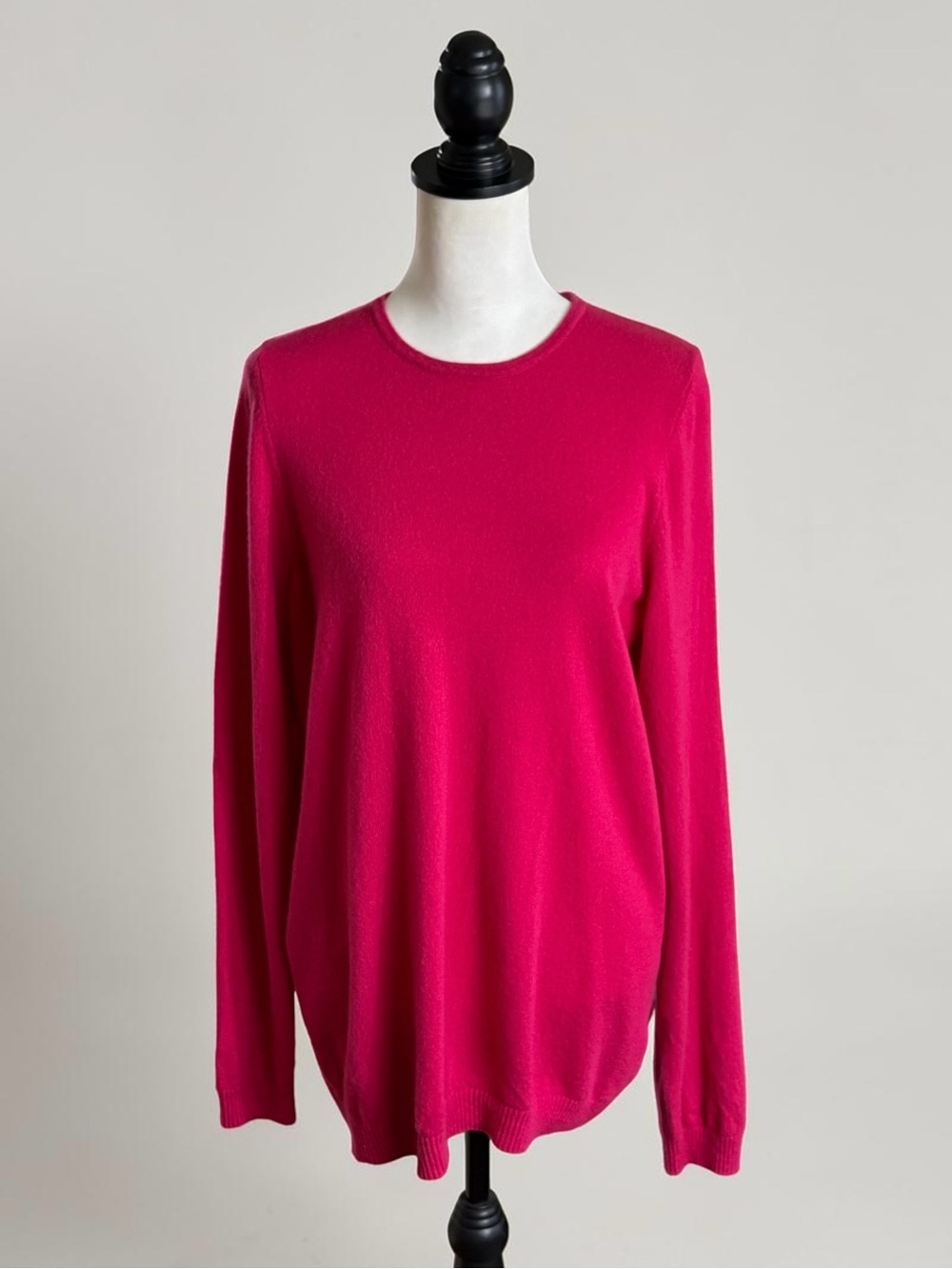 LL Bean 100% Cashmere Knit Sweater Womens XL Bright Pink Fuchsia Style 283586